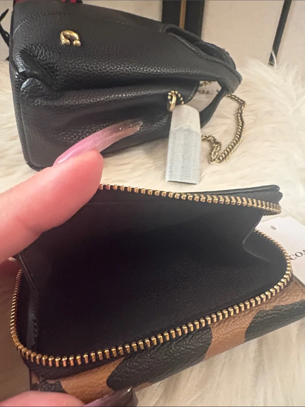 Coach LANA 19 Xbody/Trifold LEOPARD Wallet 2pc Set